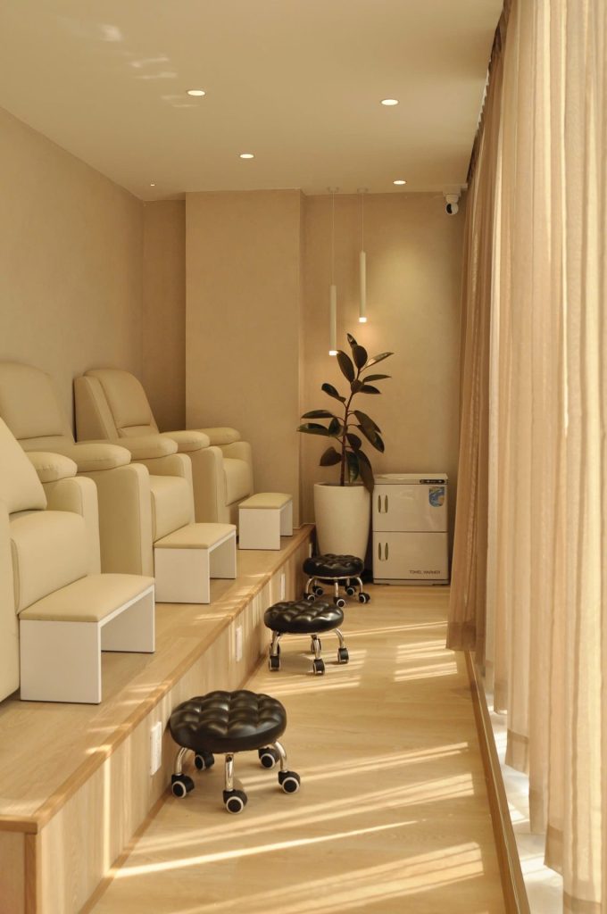 Nail beauty service with elegant gel polish and nail design